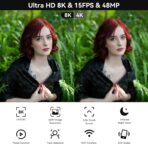 Video Camera, 8K Camcorder 48MP 15FPS UHD WiFi Vlogging Camera with IR Night Vision for YouTube, 3" Touch Screen 18X Digital Zoom,