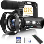 Video Camera, 8K Camcorder 48MP 15FPS UHD WiFi Vlogging Camera with IR Night Vision for YouTube, 3" Touch Screen 18X Digital Zoom,