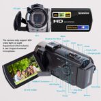 kimire Video Camera Camcorder Digital Camera Recorder Full HD 1080P 15FPS 24MP 3.0 Inch 270 Degree Rotation LCD 16X Digital Zoom Camcorder Camera